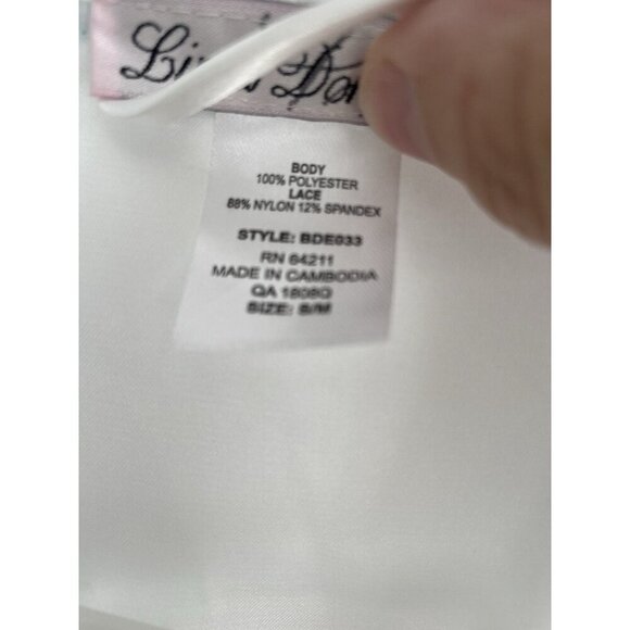 "The Bride" Linea Donatella Short White Satin Wrap Robe Blue Trim Sz Small - Picture 2 of 10